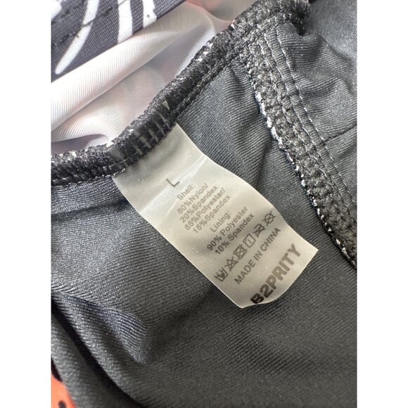 Womens Large Floral Tankini Swimsuit 2 pc Set With Boyshorts Black & Coral - Picture 7 of 9